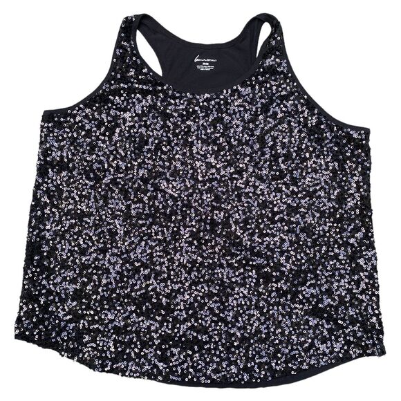 Lane Bryant sequin racerback tank top in black size 26/28 disco glam goth - Picture 1 of 8